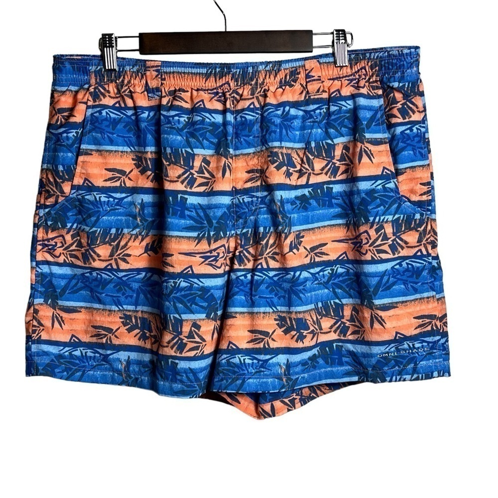 Columbia PFG Fishing Water Shorts Men's XL Pockets Lined Tropical Leaf Print